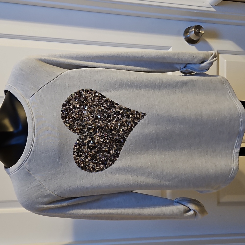 I.N.C Womens Sequin Heart Pullover Sweatshirt - XS